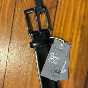 H&M NWT Split Leather Black Belt Men’s Size 33-34”